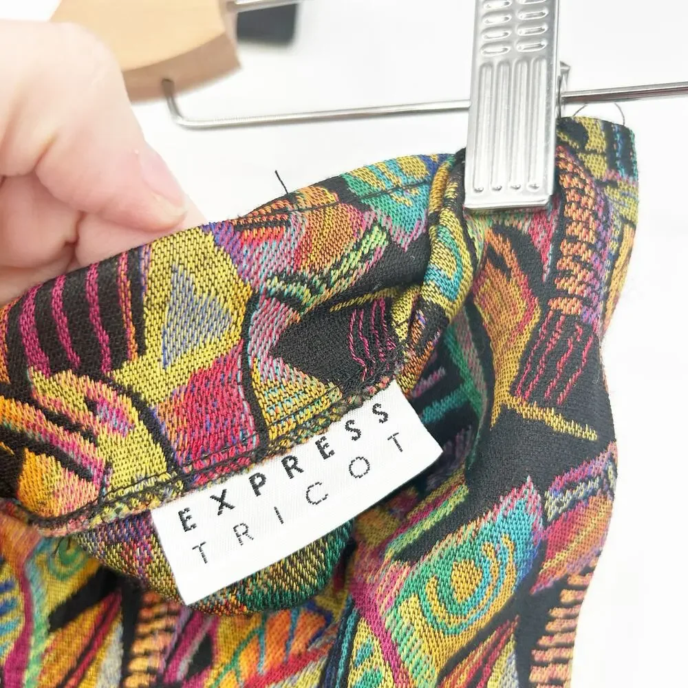 Express Tricot Womens Vintage Artsy Retro Italian‎ Art To Wear Mini Skirt Size M